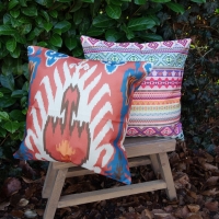 Ikat kussenhoes Nairo oranje linnenlook | 45 x 45 cm