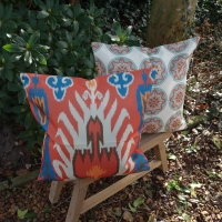 Ikat kussenhoes Nairo oranje linnenlook | 45 x 45 cm