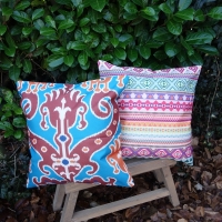 Ikat kussenhoes Rosa linnenlook blauw | 45 x 45 cm