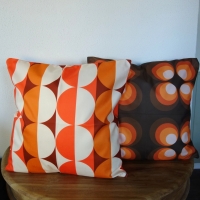 Retro kussenhoes beige/oranje | 45 x 45 cm