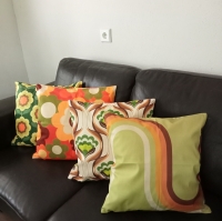Retro kussenhoes Rainbow pistache 45 x 45 cm