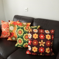 Retro kussenhoes Honey groen 45 x 45 cm