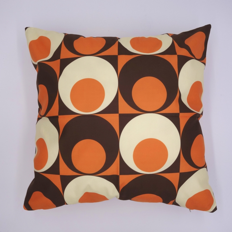 Retro kussenhoes cirkels bruin/oranje 45 x 45 cm