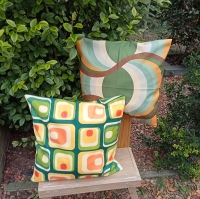 Retro kussenhoes Space groen 44 x 44 cm