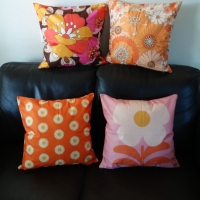 Retro kussenhoes Saar zalmroze 45 x 45 cm